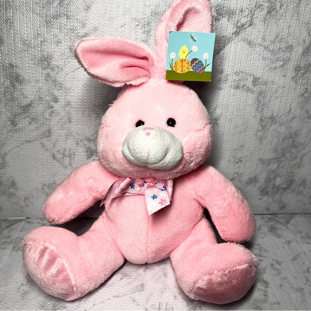 2014 Celebrate The Season Pink Bunny Plush Stuffed Animal. Approx 10" tall.